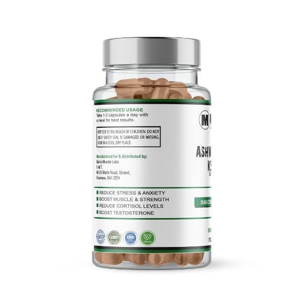 Organic Ashwagandha KSM - 66 500mg 5% Withanolides 180 Vegan Capsules - Manic Muscle Labs