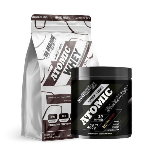 Atomic Whey Premium Whey Protein Blend & Blackout Pre Workout - Manic Muscle Labs