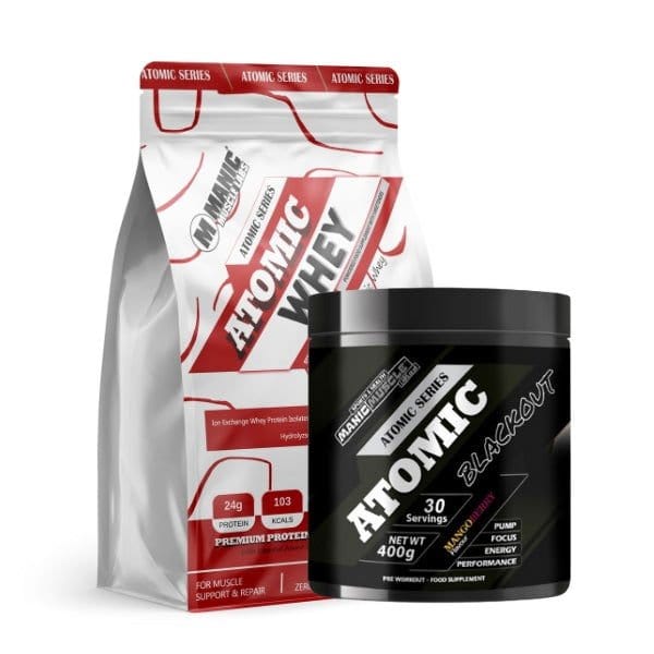 Atomic Whey Premium Whey Protein Blend & Blackout Pre Workout - Manic Muscle Labs