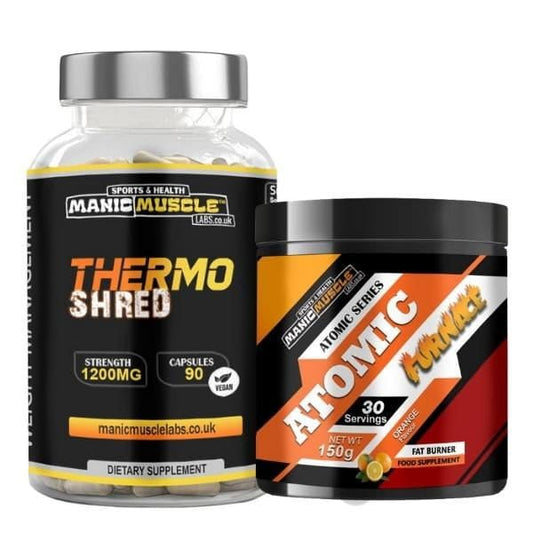 Manic Muscle Labs Thermo Shred 90 Capsules Dated April 24 & Fat Burning Juice Dated August 24 - Manic Muscle Labs