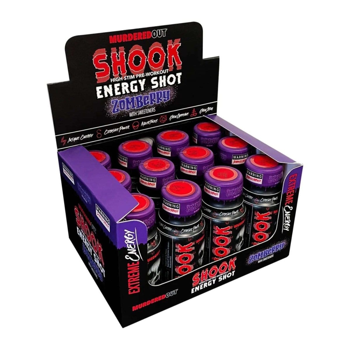 Murdered Out Blue Raspberry Shook Energy Shot 12 x 60ml - Manic Muscle Labs