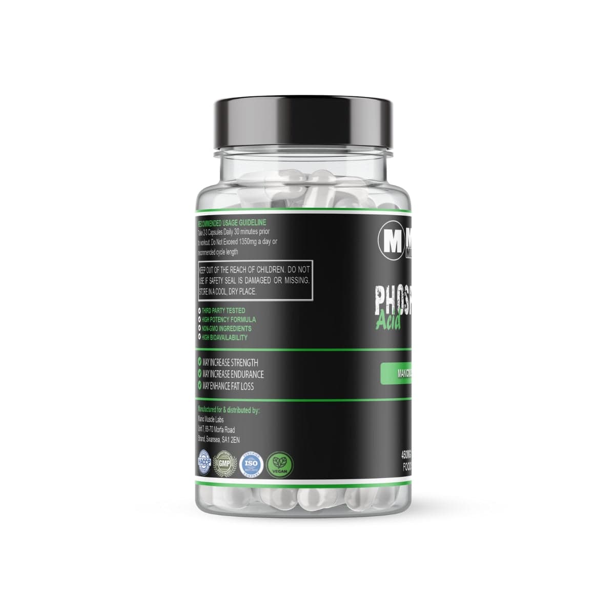 Phosphatidic Acid Natural Muscle Builder 450mg 120 Capsules - Manic Muscle Labs