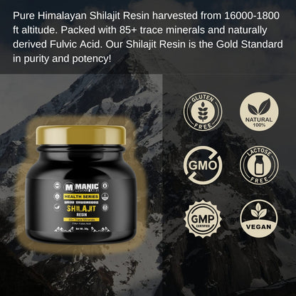 Resina Pura de Shilajit del Himalaya 75% + Ácido Fúlvico 30g