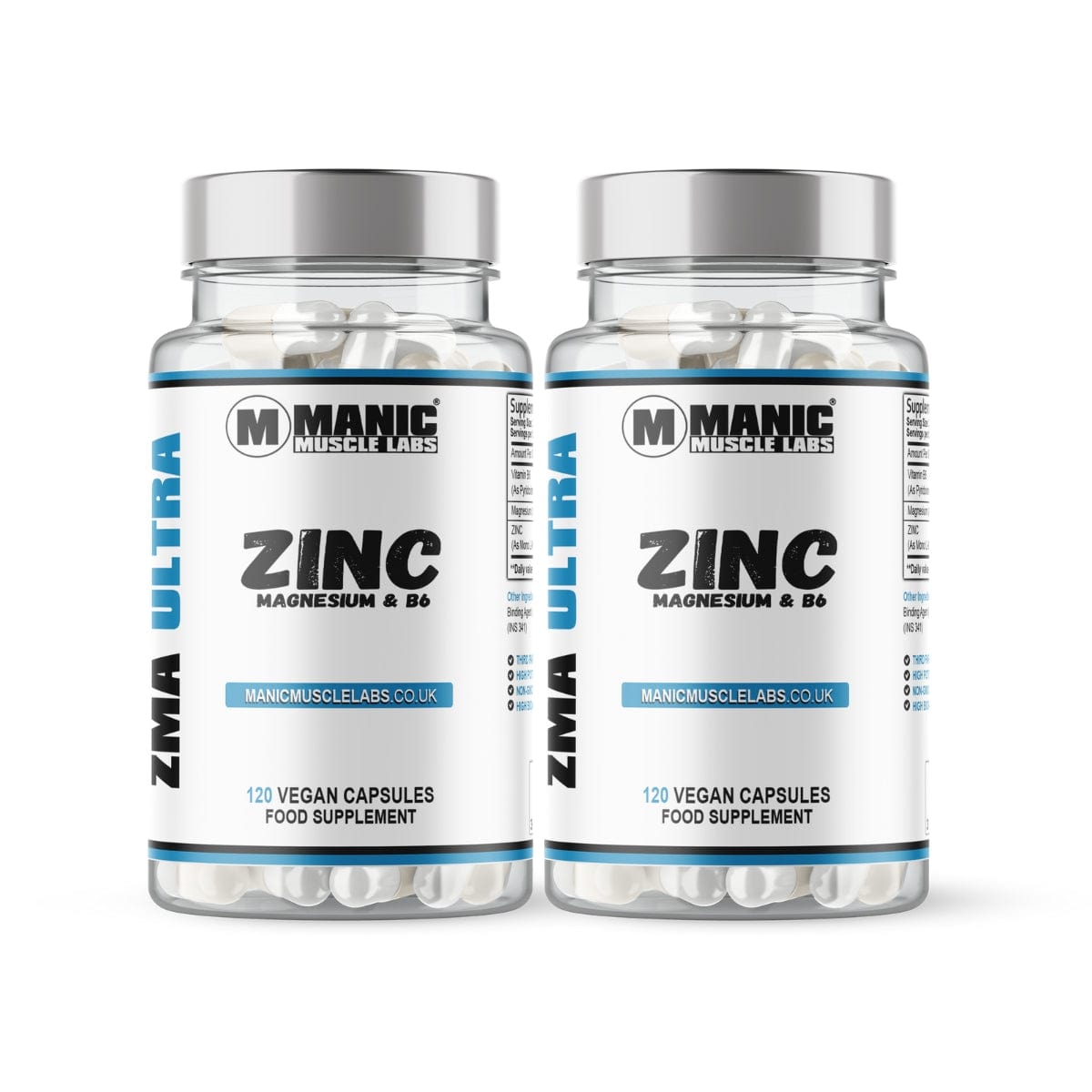 ZMA ULTRA Zinc, Magnesium & B6 120 Vegan Capsules Twin Pack